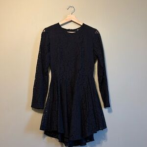 Black long-sleeve mini dress